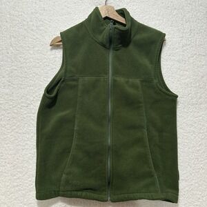 Cabela's Polartec Fleece Vest Full Zip Green Outdoor Sleeveless Pockets Sz S REG